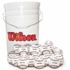Wilson A1030 Full-Hardness Practice Baseballs With Bucket