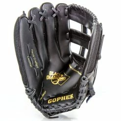 Gopher Black Diamond Leather/Synthetic Gloves 18 Gopher Black Diamond Leather/Synthetic Gloves -Baseball Sales Store G 18765 12BlkDiamond 1