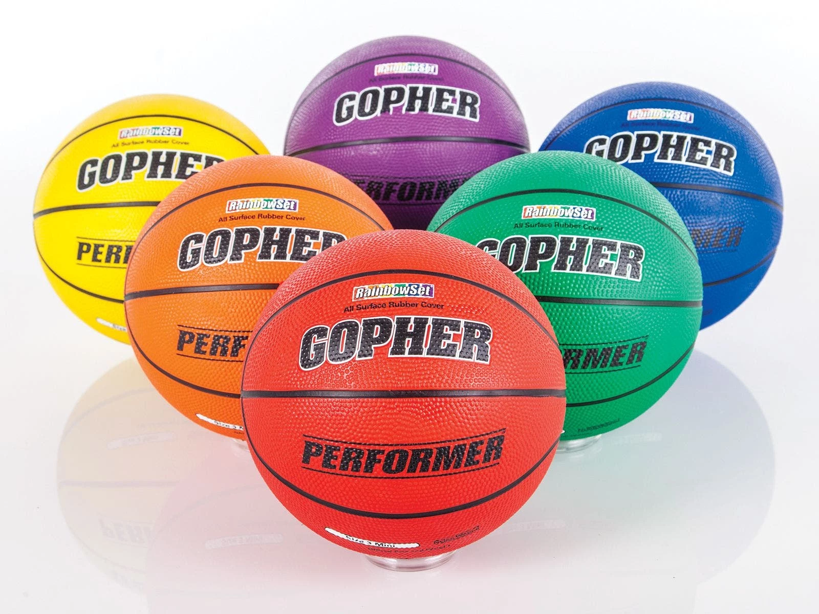 Gopher Performer Rainbow Rubber Basketballs 3 Gopher Performer Rainbow Rubber Basketballs