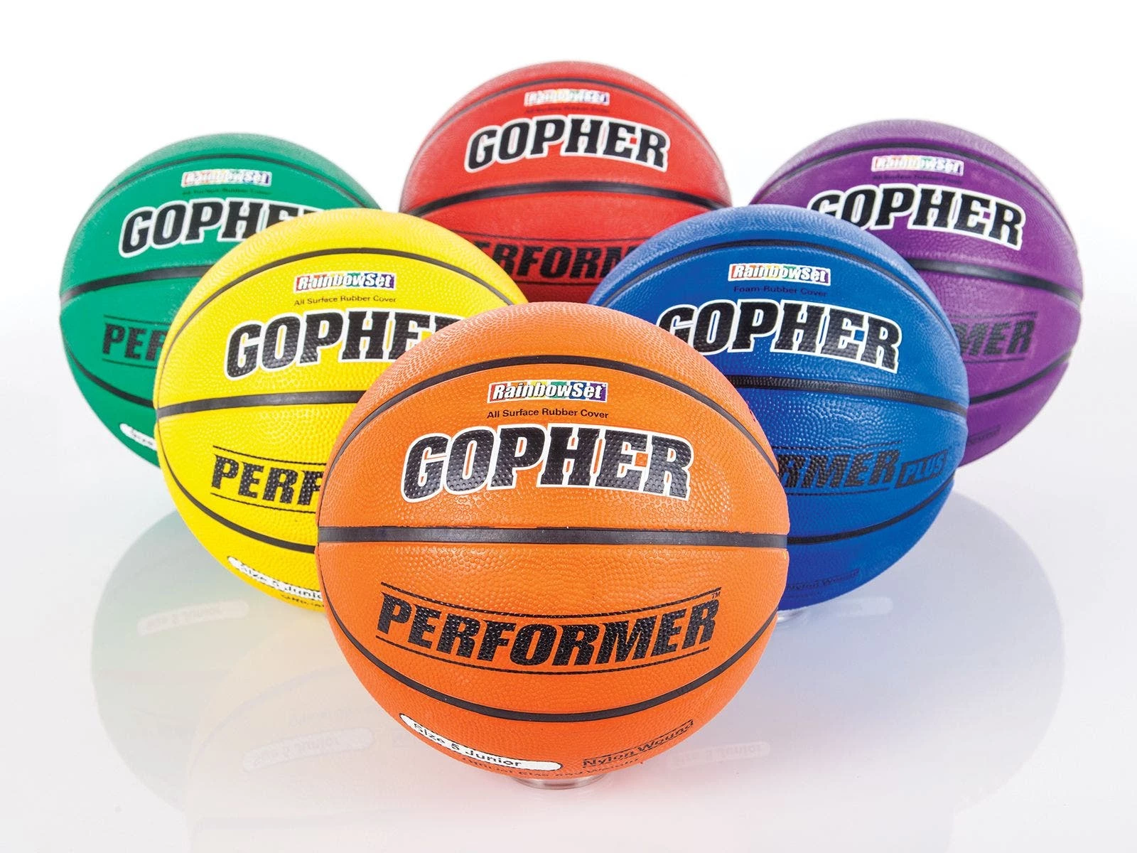Gopher Performer Rainbow Rubber Basketballs 4 Gopher Performer Rainbow Rubber Basketballs - Image 2
