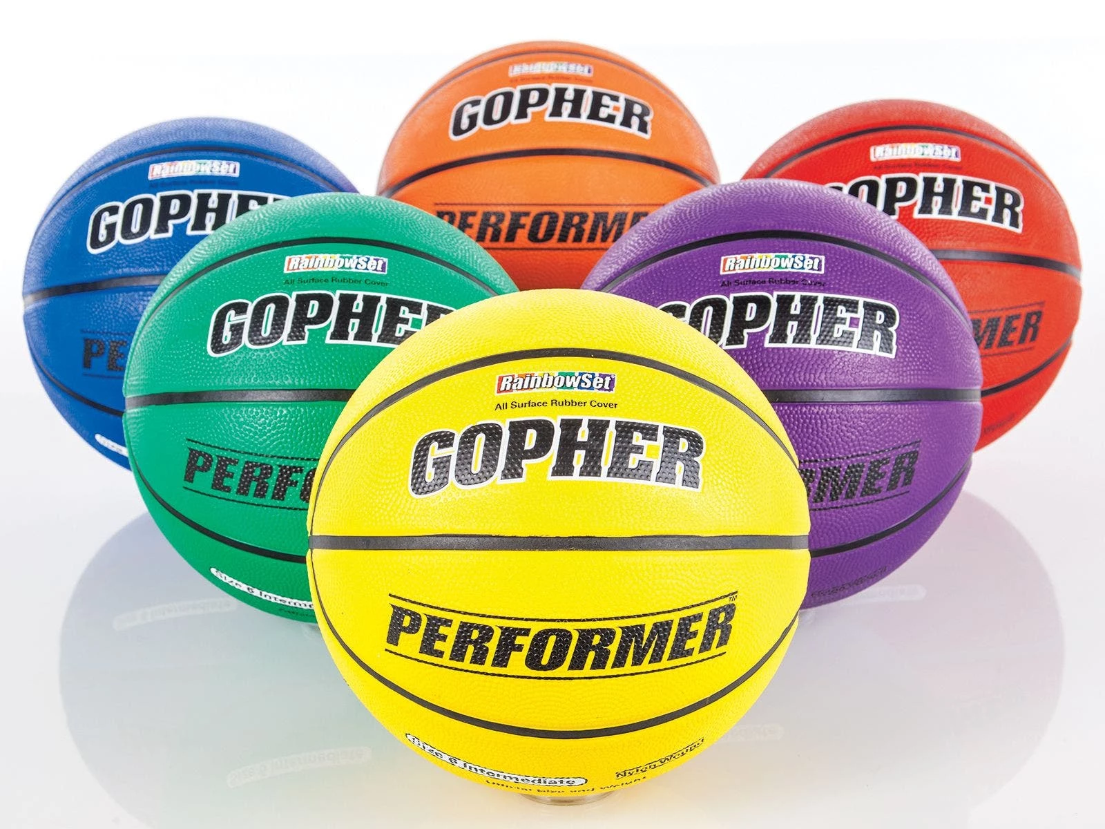 Gopher Performer Rainbow Rubber Basketballs 5 Gopher Performer Rainbow Rubber Basketballs - Image 3