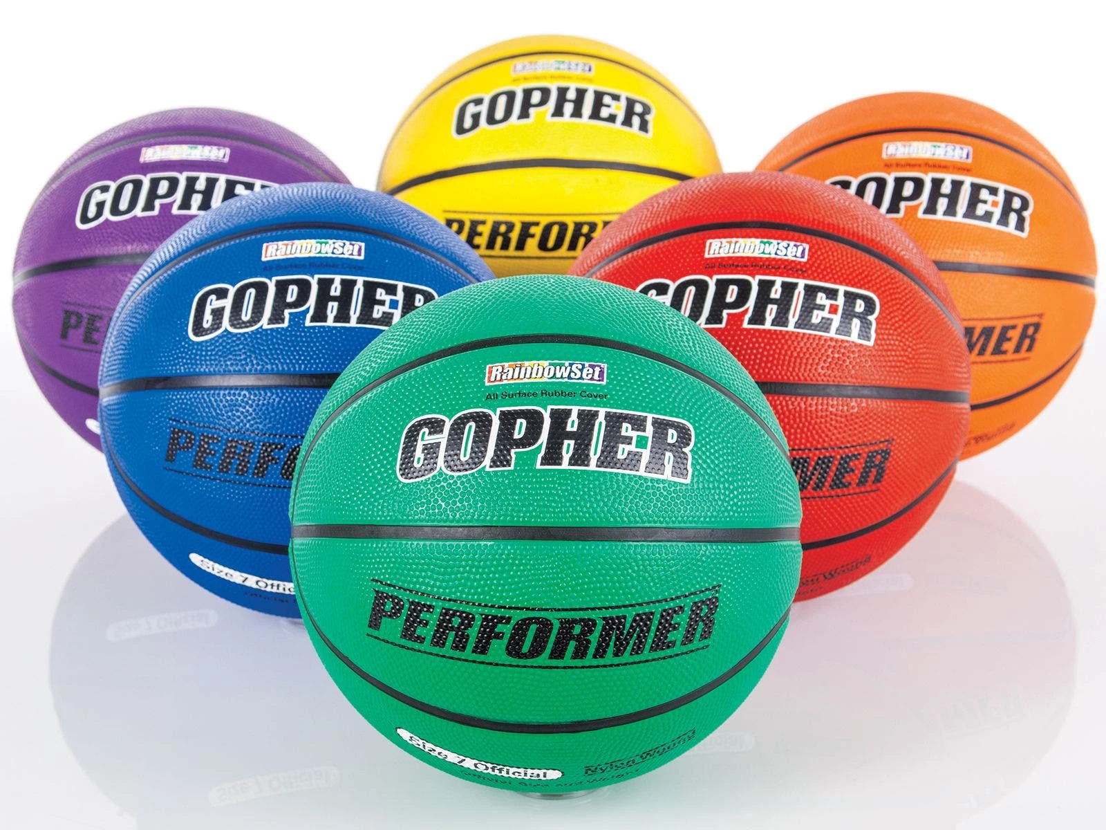 Gopher Performer Rainbow Rubber Basketballs 6 Gopher Performer Rainbow Rubber Basketballs - Image 4